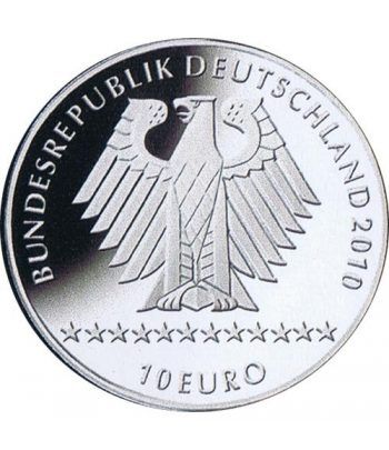 moneda Alemania 10 Euros 2010 Ski Alpino. Plata.