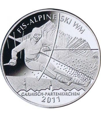 moneda Alemania 10 Euros 2010 Ski Alpino. Plata.