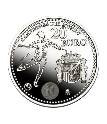 Moneda conmemorativa 20 euros 2010. Campeones Mundo. Plata.