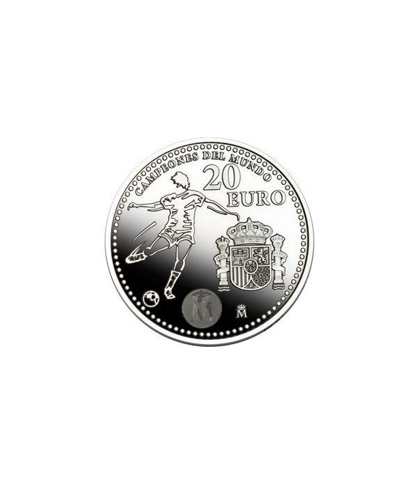 Moneda conmemorativa 20 euros 2010. Campeones Mundo. Plata.