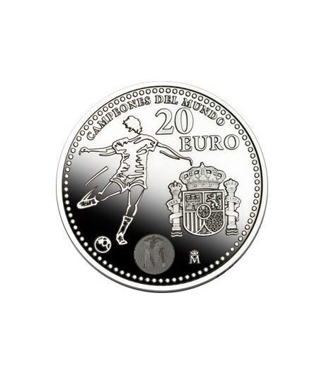 Moneda conmemorativa 20 euros 2010. Campeones Mundo. Plata.