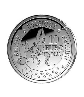 moneda Belgica 10 Euros 2011 100 A. Conquista Polo Sur. Proof