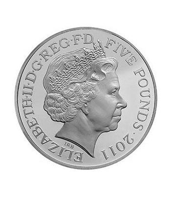 Moneda de plata Boda Real 5 Pounds Inglaterra 2011. Proof.