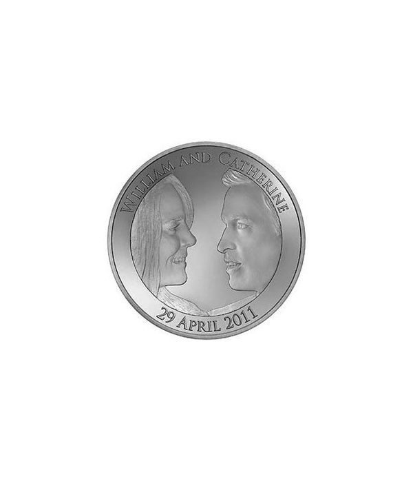 Moneda de plata Boda Real 5 Pounds Inglaterra 2011. Proof.