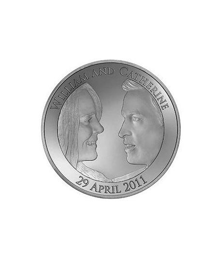 Moneda de plata Boda Real 5 Pounds Inglaterra 2011. Proof.