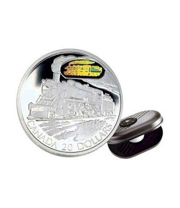 Canada 20$ (2002) Serie transportes Plata holograma. Tren.