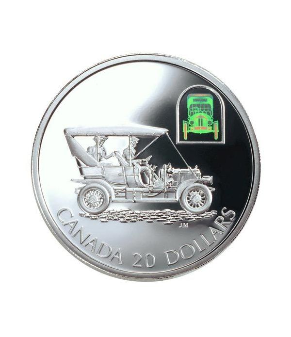 Canada 20$ (2001) Serie transportes Plata holograma. Automovil.