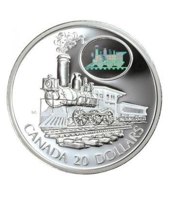 Canada 20$ (2001) Serie transportes Plata holograma.Tren.  - 2