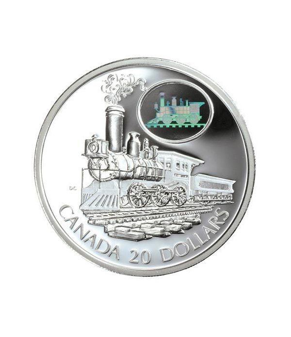 Canada 20$ (2001) Serie transportes Plata holograma.Tren.