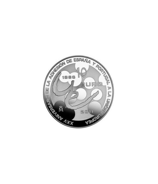 Moneda 2011 25º Aniv. España y Portugal en la U.E. 10 euros. Pla  - 2