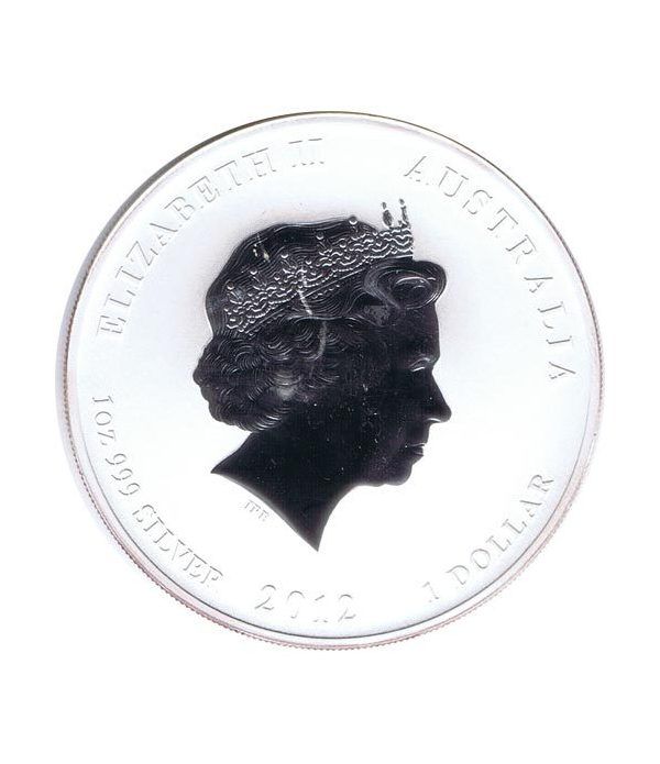 Moneda onza de plata 1$ Australia Lunar Dragón 2012  - 2