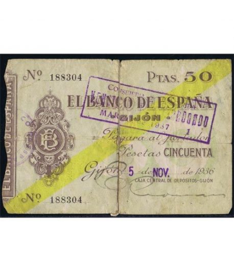 (1936/11/05) Banco de España. Gijon. 50 Pesetas. MBC