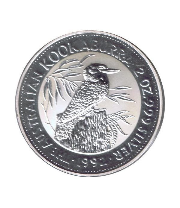 Moneda 2 onzas de plata 2$ Australia Kookaburra 1992  - 2