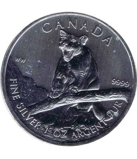 Moneda onza de plata 5$ Canada Puma 2012