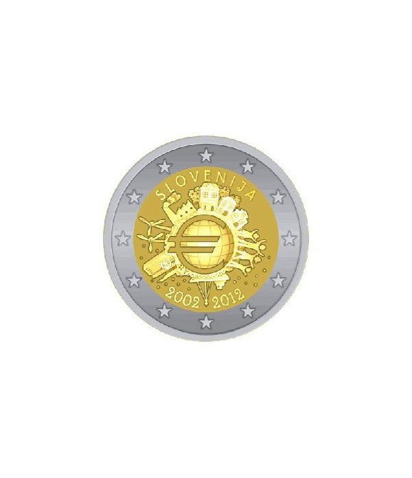 moneda Eslovenia 2 euros 2012 "X ANIVERSARIO DEL EURO".