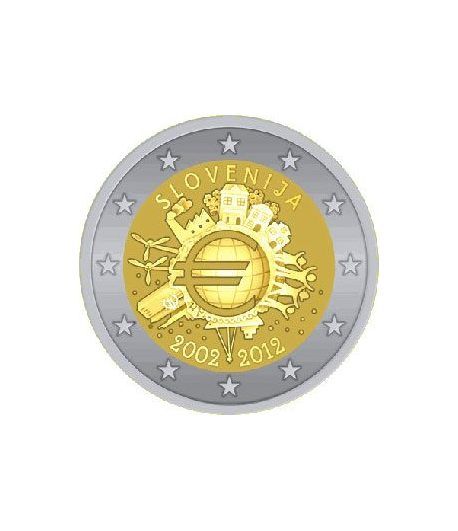 moneda Eslovenia 2 euros 2012 "X ANIVERSARIO DEL EURO".