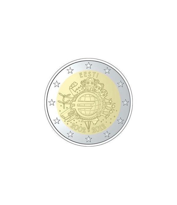 moneda Estonia 2 euros 2012 "X ANIVERSARIO DEL EURO".