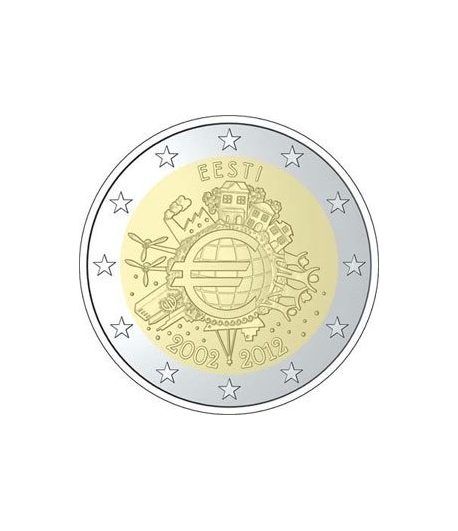 moneda Estonia 2 euros 2012 "X ANIVERSARIO DEL EURO".