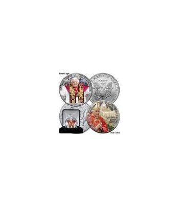 Moneda de plata colorizada 1$ Estados Unidos Benedicto XVI 2005