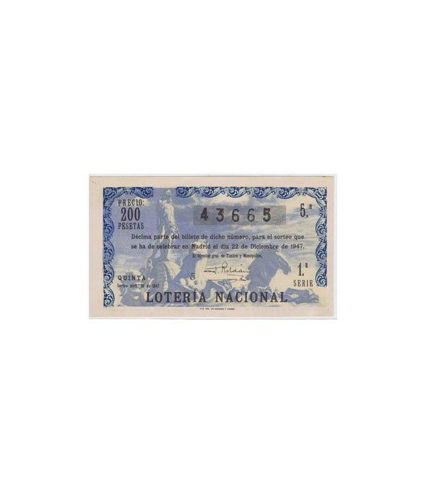 Loteria Nacional. 1947 sorteo 36 (Navidad). Azul.