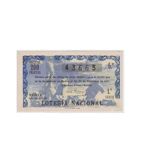 Loteria Nacional. 1947 sorteo 36 (Navidad). Azul.