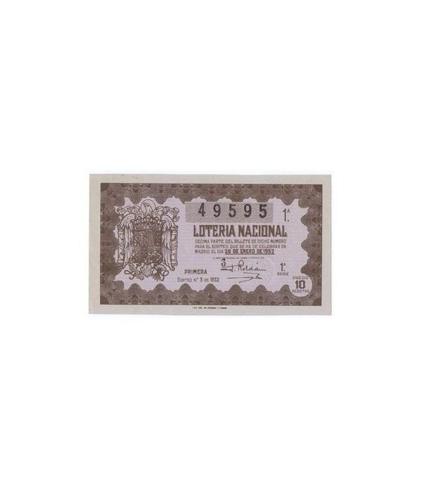 Loteria Nacional. 1952 sorteo 3.