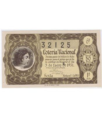 Loteria Nacional. 1951 sorteo 1. Marrón