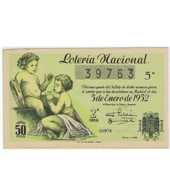 Loteria Nacional. 1952 sorteo 1. Verde.