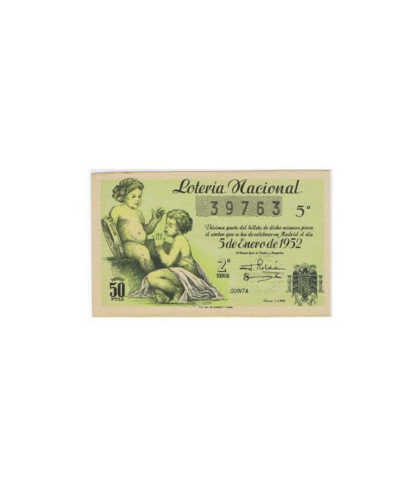 Loteria Nacional. 1952 sorteo 1. Verde.