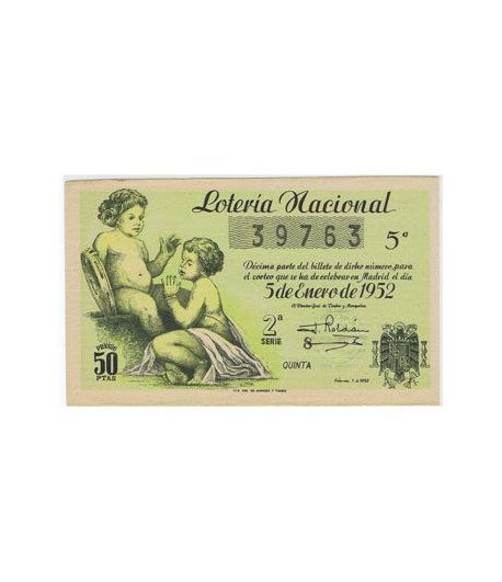 Loteria Nacional. 1952 sorteo 1. Verde.