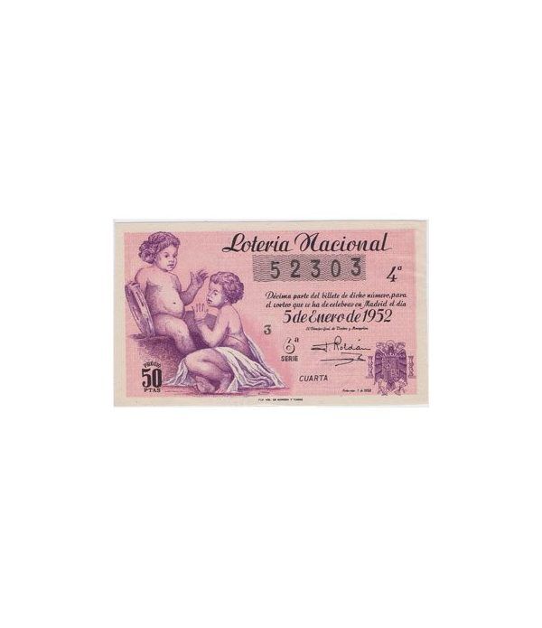 Loteria Nacional. 1952 sorteo 1. Rosa.