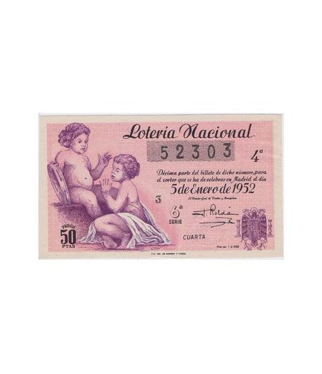Loteria Nacional. 1952 sorteo 1. Rosa.