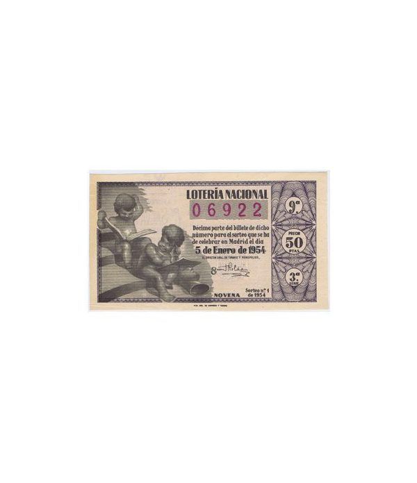 Loteria Nacional. 1954 sorteo 1. Azul.