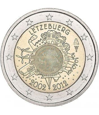 moneda Luxemburgo 2 euros 2012 "X ANIVERSARIO DEL EURO".