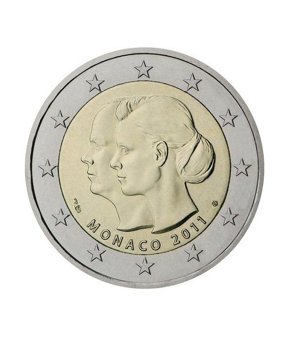 moneda conmemorativa 2 euros Monaco 2011. Boda Alberto II.