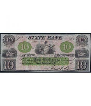 New Jersey. New Brunswick 10$ 18xx. Bank at New-Brunswick. SC.