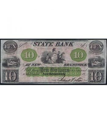 New Jersey. New Brunswick 10$ 18xx. Bank at New-Brunswick. SC.  - 1
