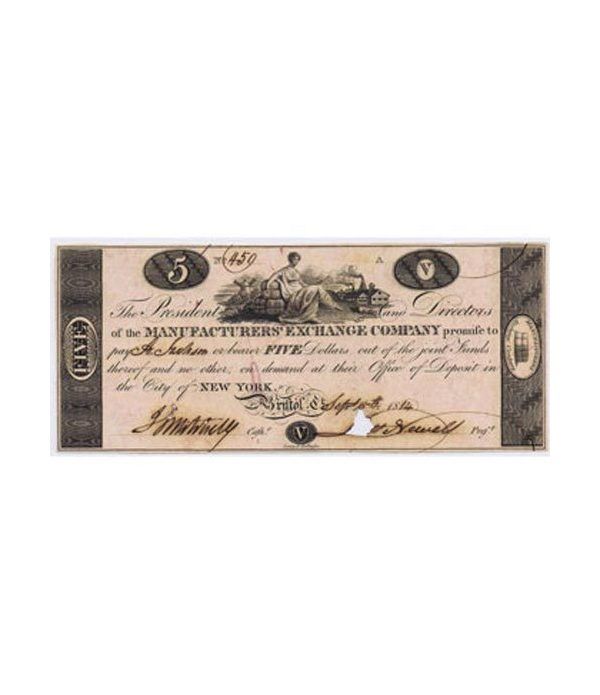 New York 5$ 1814. Manufacturer's Exchange Company. SC.