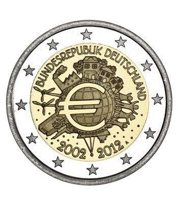 moneda Alemania 2 euros 2012 "X ANIVERSARIO DEL EURO".(5 cecas)