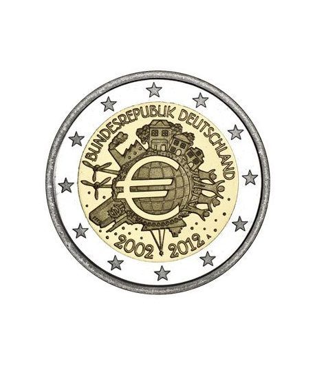 moneda Alemania 2 euros 2012 "X ANIVERSARIO DEL EURO".(5 cecas)