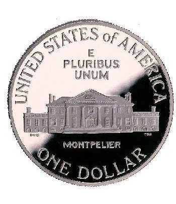 Moneda de plata 1$ Estados Unidos James Madison 1993