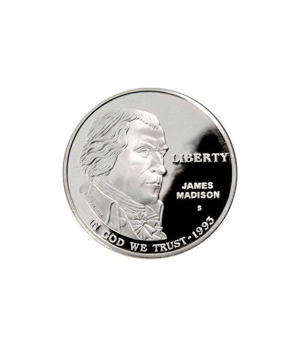 Moneda de plata 1$ Estados Unidos James Madison 1993  - 4