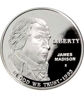 Moneda de plata 1$ Estados Unidos James Madison 1993