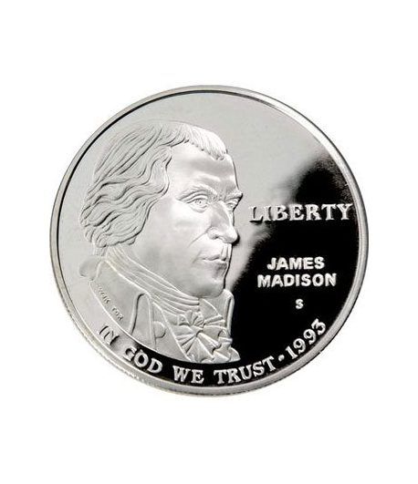 Moneda de plata 1$ Estados Unidos James Madison 1993