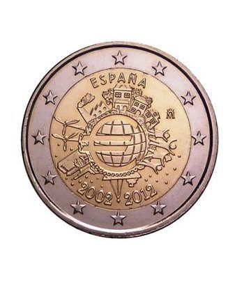 moneda España 2 euros 2012 "X ANIVERSARIO DEL EURO".