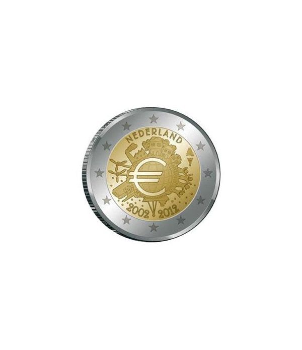 moneda Holanda 2 euros 2012 "X ANIVERSARIO DEL EURO".  - 2
