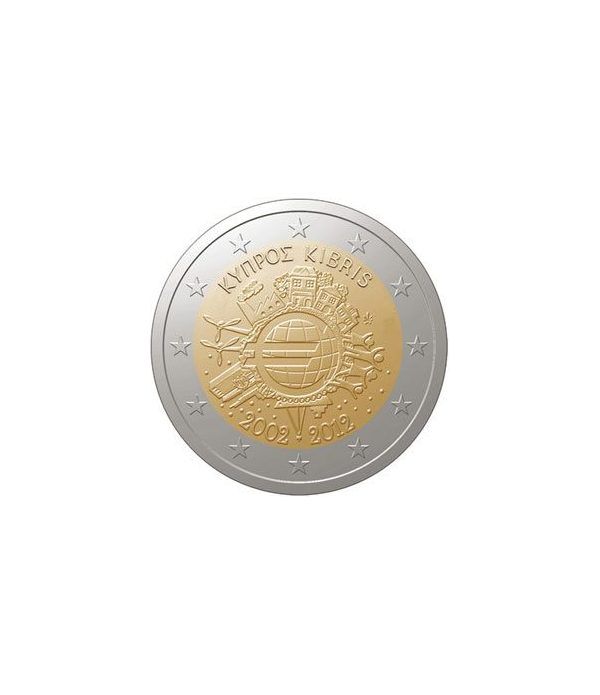 moneda Chipre 2 euros 2012 "X ANIVERSARIO DEL EURO".  - 2