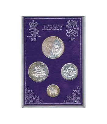 Estuche monedas Jersey 1972. Bodas Plata Reales. 4 mon. (plata)