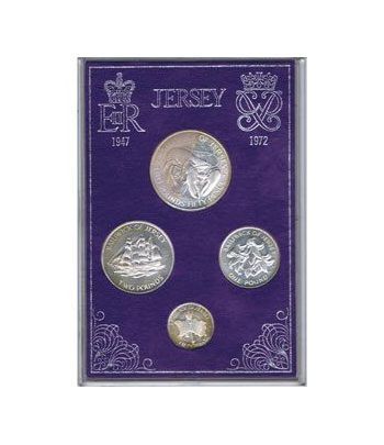 Estuche monedas Jersey 1972. Bodas Plata Reales. 4 mon. (plata)  - 1