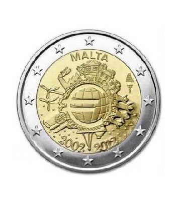 moneda Malta 2 euros 2012 "X ANIVERSARIO DEL EURO".